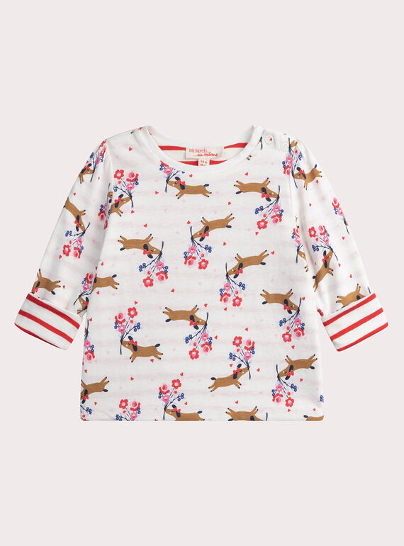 T-shirt réversible écru pour bébé fille WIKATEE / 25SG0931TMLA001