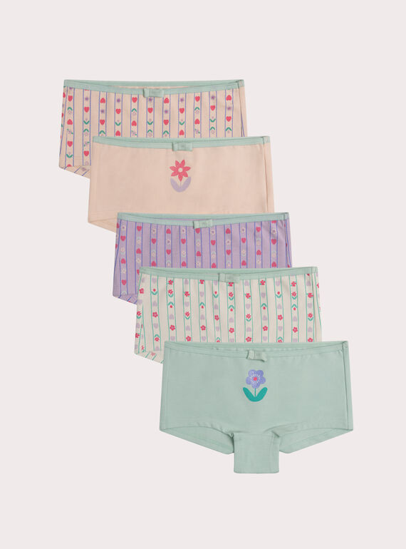 Lot de 5 shorty fleurs pour enfant fille XEFAHOTSEM2 / 25WH1141SHYD319