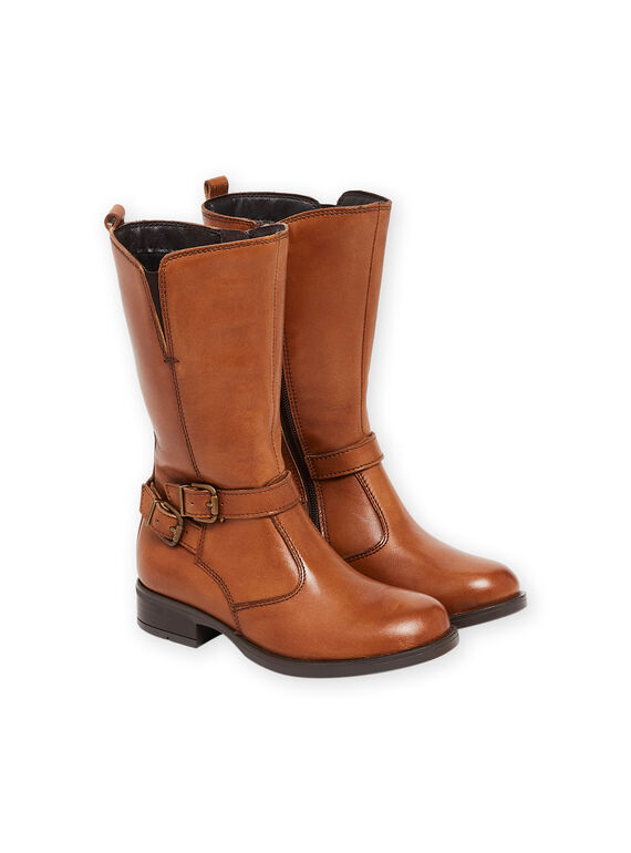 Bottes cavalière avec bride en cuir lisse PABOTTCAMEL / 22XK3591D3W804