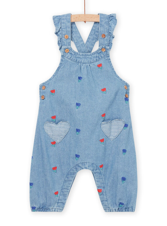 Salopette en denim à broderies fleuries RINAUSAL / 23SG09N1SALP269