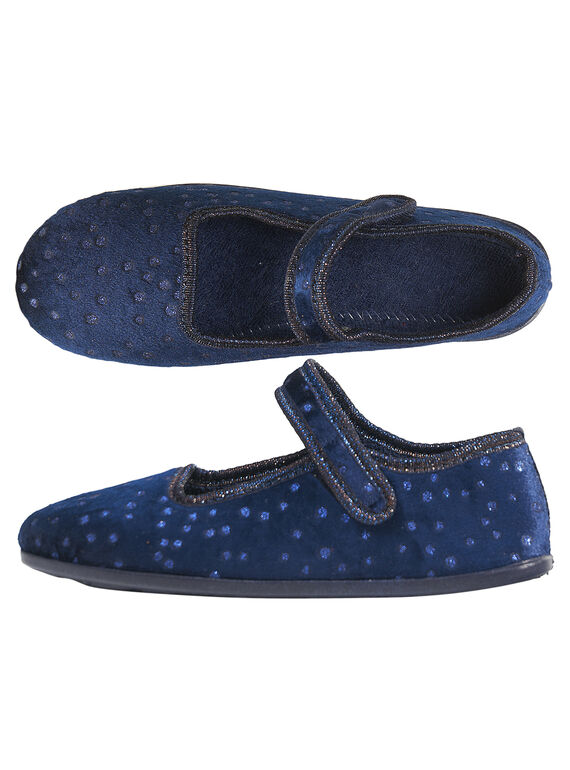 Chausson made in France velours glitter marine enfant fille GFBALPOIS / 19WK35Z6D07070