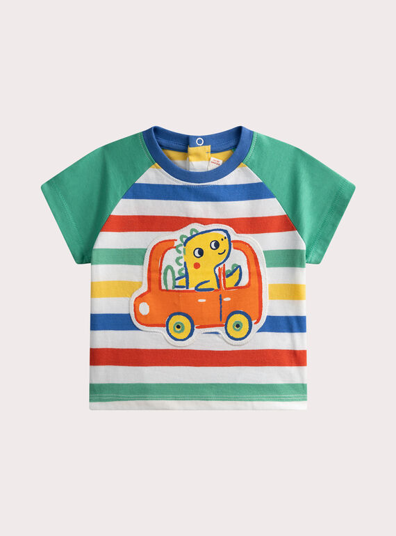 T-shirt rayé dinosaure pour bébé garçon WUFITEE3 / 25SG1054TMC007