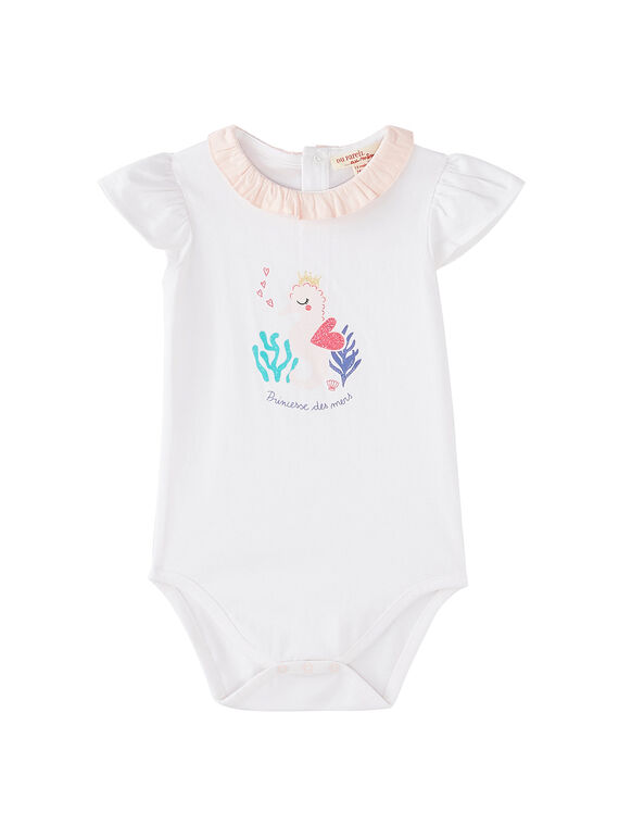 Body blanc avec col volanté bébé fille JICEABODY / 20SG09N1BOD000