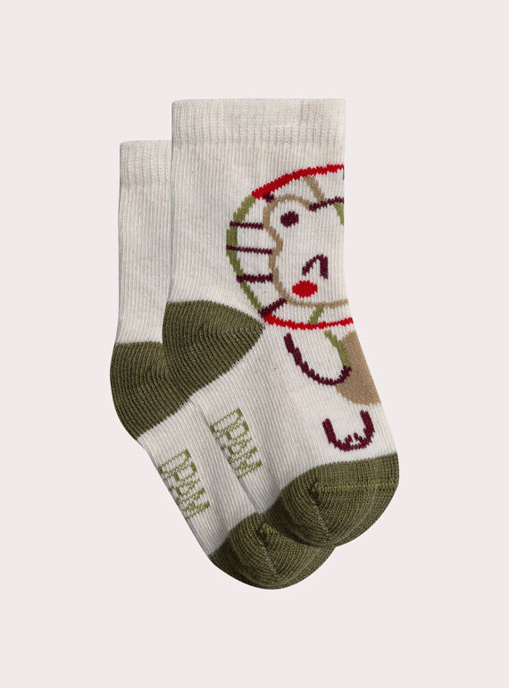 Chaussettes beige motif lion pour bébé garçon XYUPOCHO / 25WI10E5SOQA002