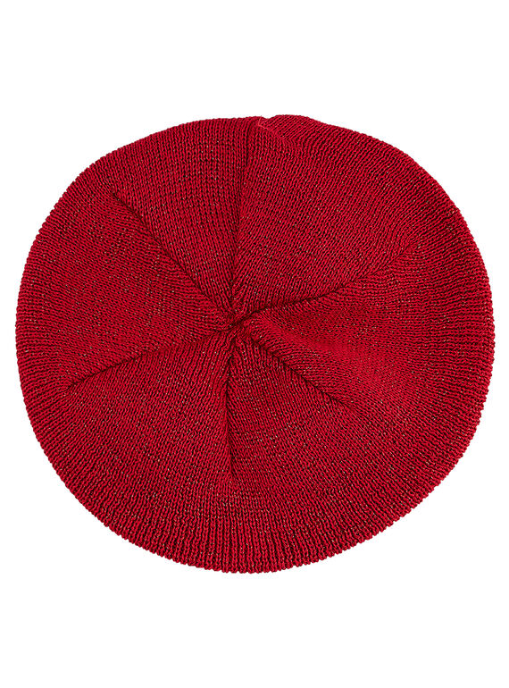 Beret bébé fille rouge avec lurex JYIVIBON / 20SI09D1BON330
