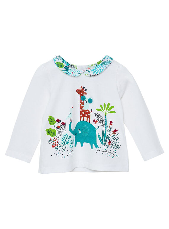 Tee shirt manches longues et col imprimé bébé fille JICLOBRA / 20SG0911BRA001
