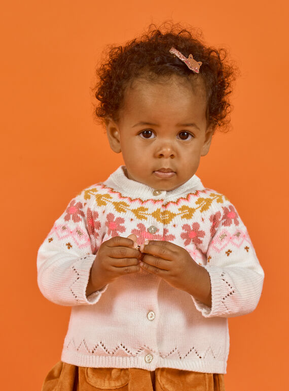 Cardigan tricot écru bébé fille MISAUCAR2 / 21WG09P2CAR001