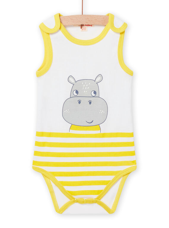 Body sans manches à rayures jaunes motif hippopotame bébé garçon NEGABODHIP / 22SH14J4BDL000