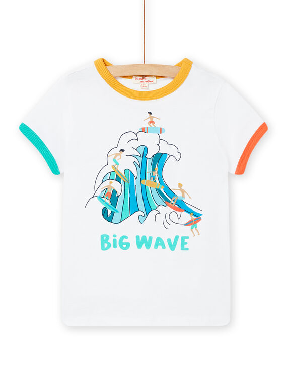 T-shirt manches courtes blanc à motif vague enfant garçon NOWATI4 / 22S902V5TMC000