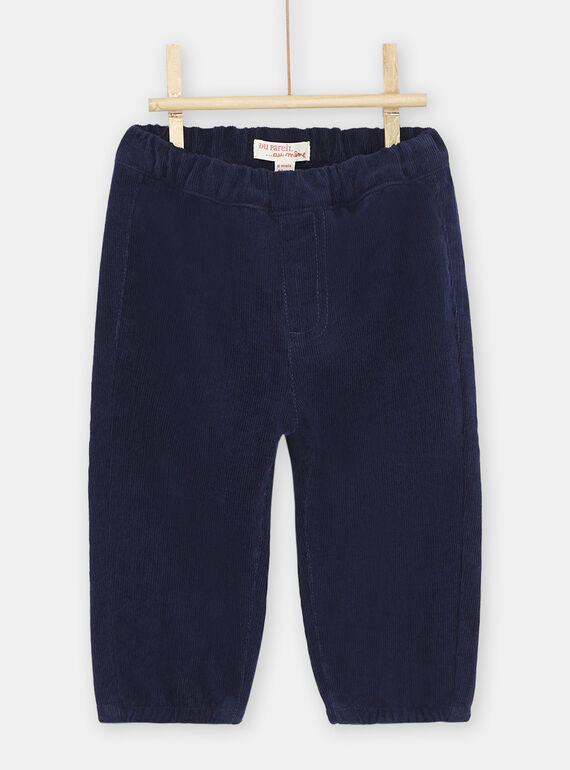 Pantalon en velours bleu foncé bébé garçon SUJOPAN1 / 23WG10B1PAN622