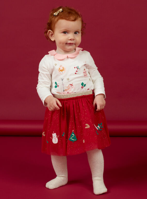 Jupe tulle rouge motifs de Noël bébé fille : achat en ligne - Jupe, Short