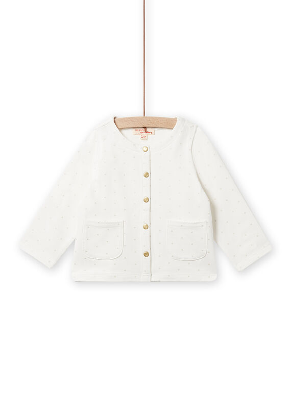 Cardigan écru à pois dorés bébé fille NIJOCAR1 / 22SG0962CAR001
