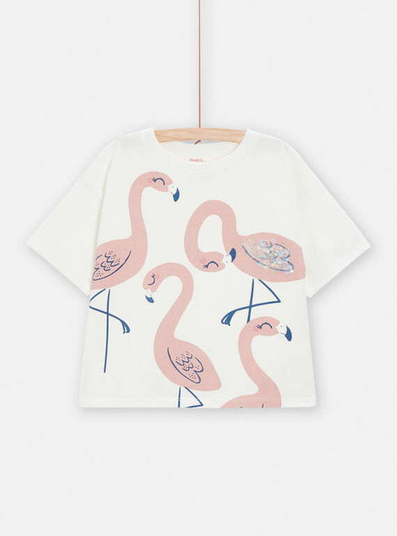 T-shirt à sequins imprimé flamant rose pour fille TAJOTI3 / 24S901B3TMC001