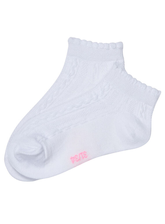 Chaussette fille blanche torsadé avec lurex irridescent JYAPOECHO / 20SI01G1SOQ000