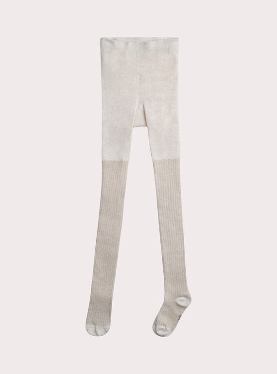 Collant écru côtelé pour fille XYAJOSCOL1 / 25WI01D3COL006