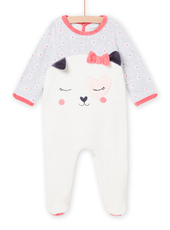 Grenouillère en velours imprimé fleuri motif chien bébé fille MEFIGREDOG / 21WH1392GRE001