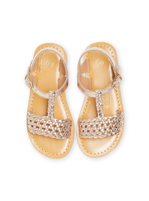 Sandales à effet tissé dorées enfant fille NASANDALICIA / 22KK3541D0E954