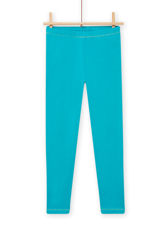 Legging turquoise à liserés dorés enfant fille NYAJOSLEG4 / 22SI0163CAL202
