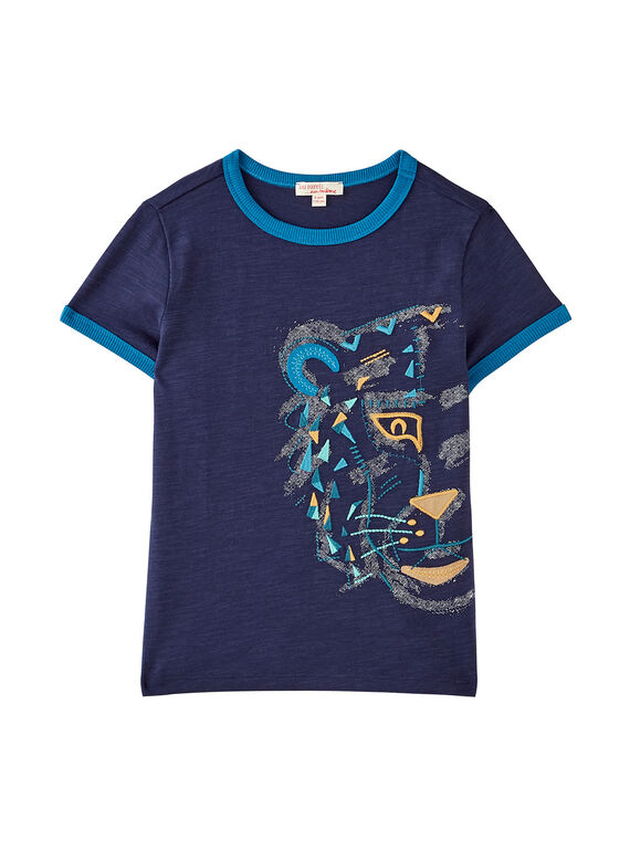 Tee-shirt marine garçon avec broderie motif tête de tigre JOJATI2 / 20S902B2TMC705