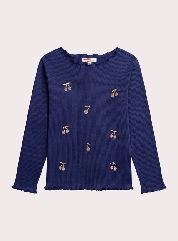 T-shirt cerise bleu foncé fille XABLUTEE1 / 25W901N3TML703
