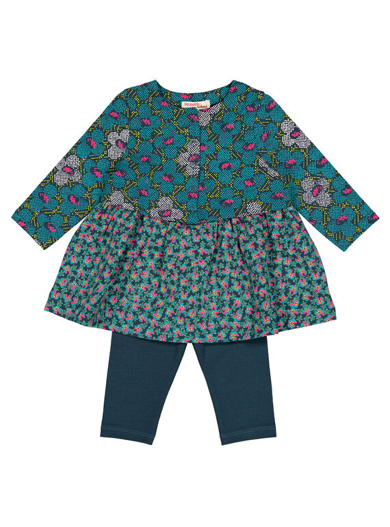 Ensemble en molleton robe leggins imprimé layette fille GITUENS / 19WG09Q1ENS714