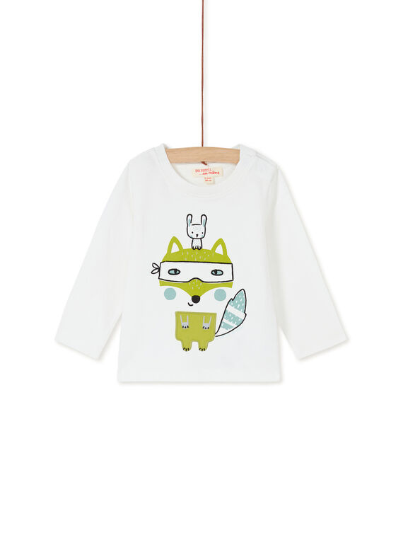 Tee-shirt blanc manches longues bébé garçon KUBOTEE1 / 20WG10N2TML001