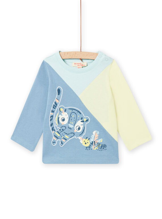 T-shirt tricolore motifs tigre fantaisie bébé garçon NUMOTEE1 / 22SG10N3TMLG632