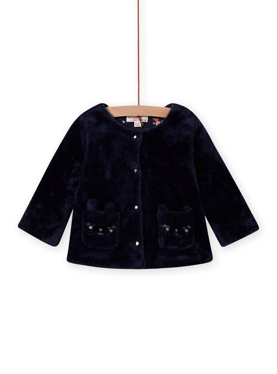 Cardigan réversible bleu marine bébé fille MIJOCAR3 / 21WG0913CAR070