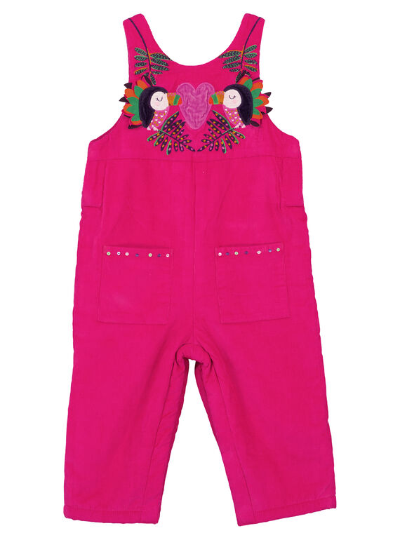 Salopette rose en velours layette fille GIVIOSAL / 19WG09R1SALD320