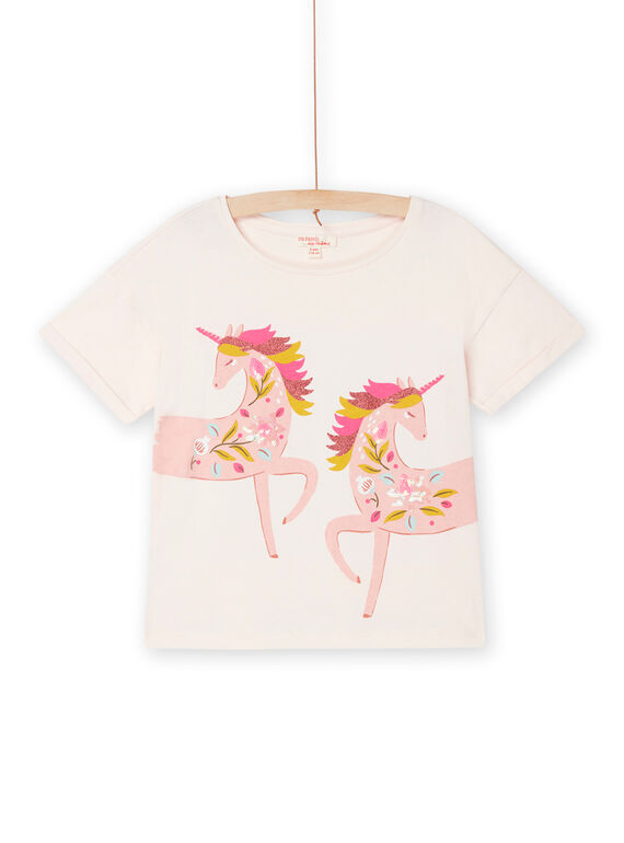 T-shirt rose dragée à animation licornes RAMAGTI3 / 23S901T3TMCD310