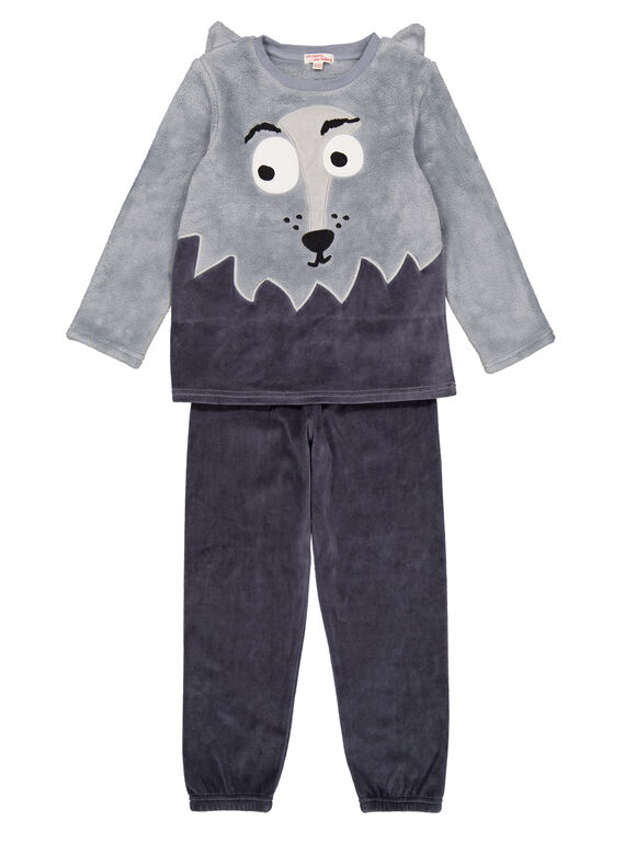Pyjama gris en velours et soft boa enfant garçon GEGOPYJBOA2 / 19WH12N4PYJJ923