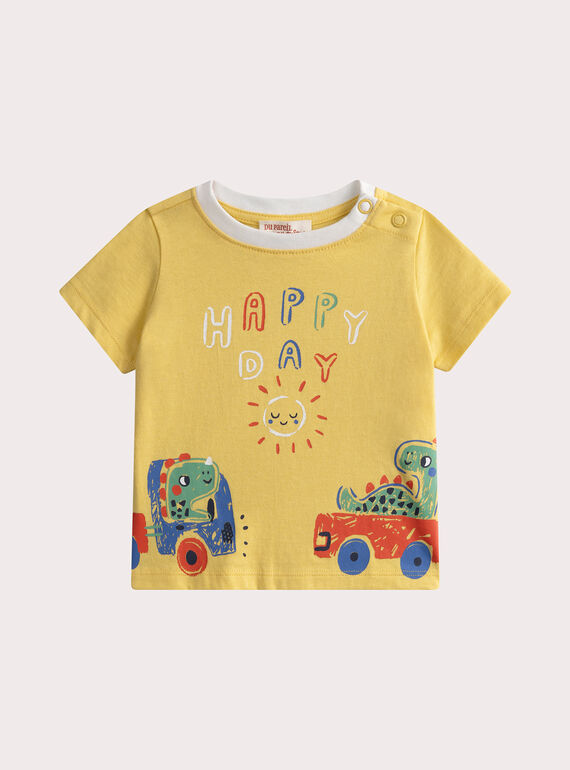 T-shirt jaune pour bébé garçon WUFITEE2 / 25SG1053TMC113
