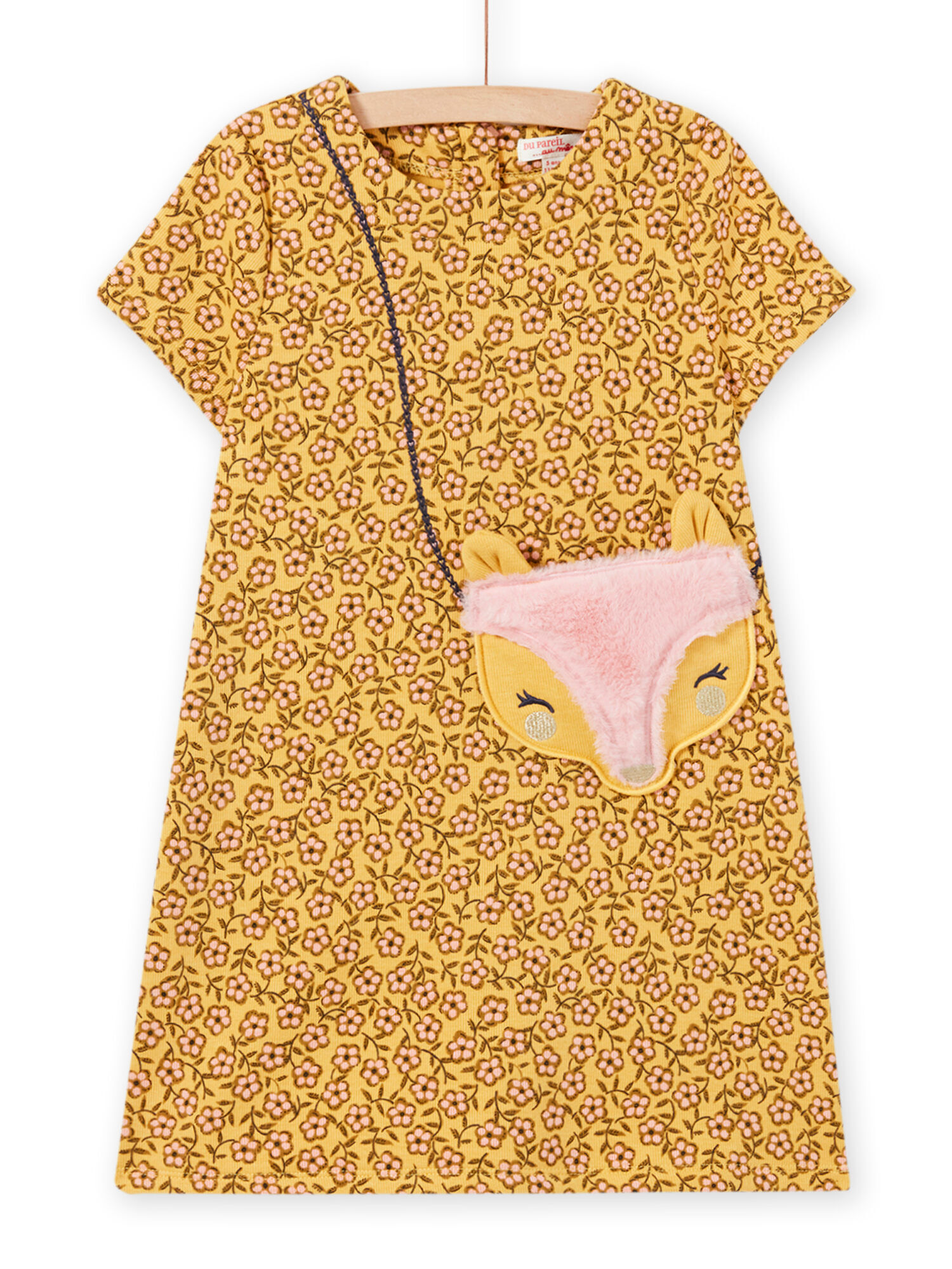 Robe jaune imprime fleuri et animation sac enfant fille achat en ligne Robe DPAM