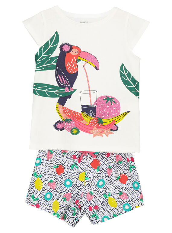 Pyjama short fille imprimé tropical FEFAPYJTOU / 19SH11H6PYJ000