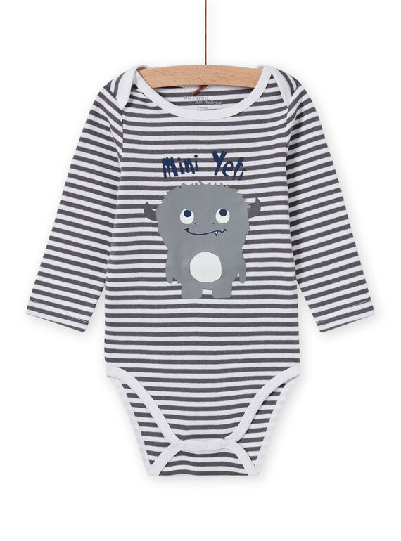 Body manches longues à rayures et motif yéti bébé garçon MEGABODYET / 21WH14C4BDLJ918