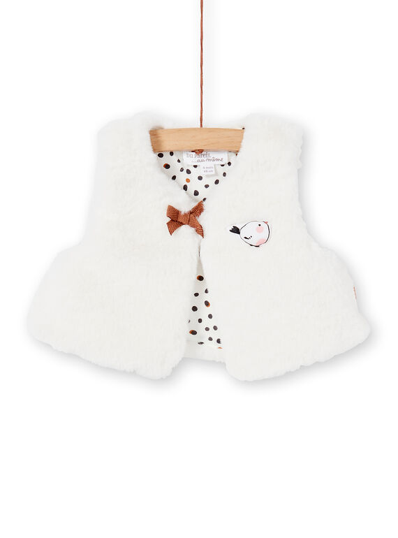 Gilet fille en fausse fourrure écru KOU2GIL2 / 20WF0321GIL001