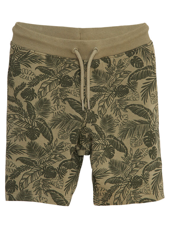 Bermuda en molleton garçon kaki imprimé tropical JOSAUBER4 / 20S902Q1BER628