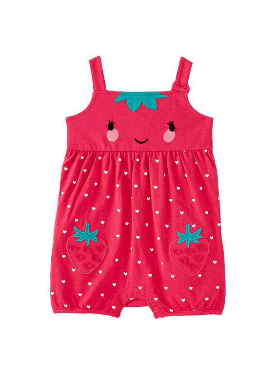 Grenouillère courte bébé fille fraise rose  JEFIGREFRA / 20SH13U4GRE313