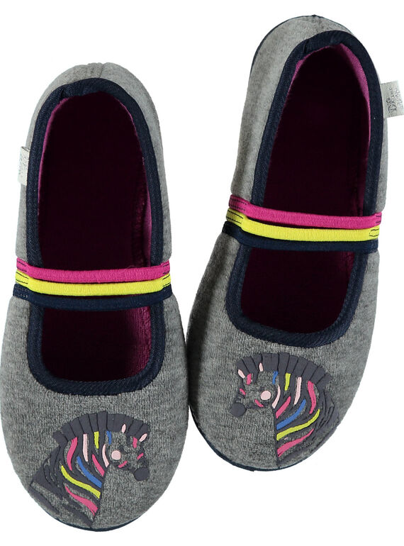 Chausson velours gris zébre enfant fille GFBALZEBRE / 19WK35Z1D07943