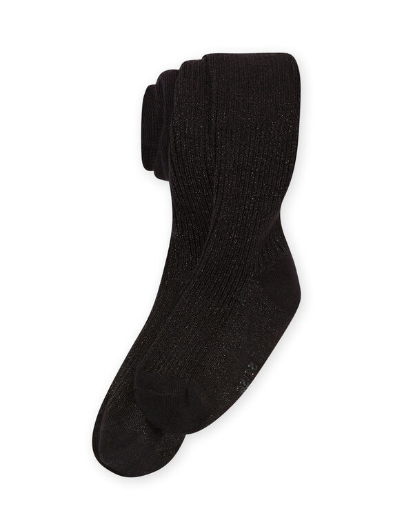 Collant noir côtelé enfant fille MYAJOSCOL1 / 21WI0114COL090