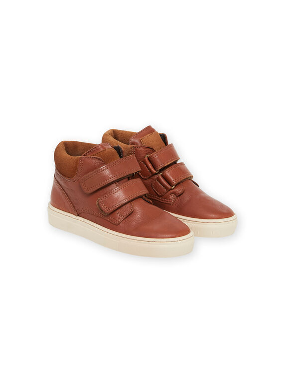 Baskets montantes en cuir lisse camel POBASGO / 22XK3671D3P804