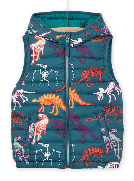 Doudoune sans manches à capuche à imprimé dinosaures POGROBLOU1EX / 22W902F3BLOC225