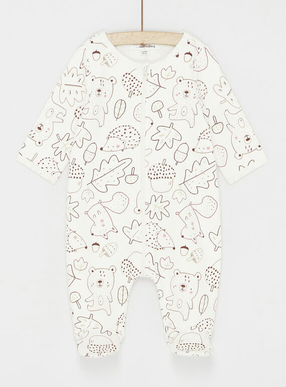 Grenouillère blanc cassé imprimé animaux mixte SOU1GRE5 / 23WF0512GREA001