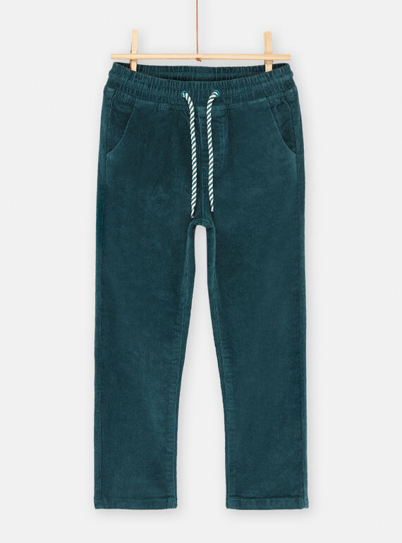 Pantalon bleu canard uni pour garçon SOJOPAVEL2 / 23W902N1PAN714