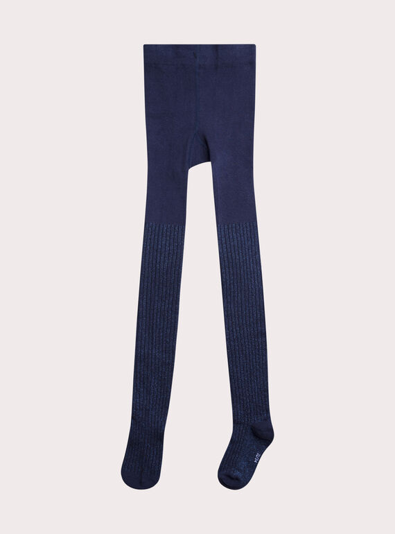Collant bleu marine côtelé pour fille XYAJOSCOL2 / 25WI01D2COL070