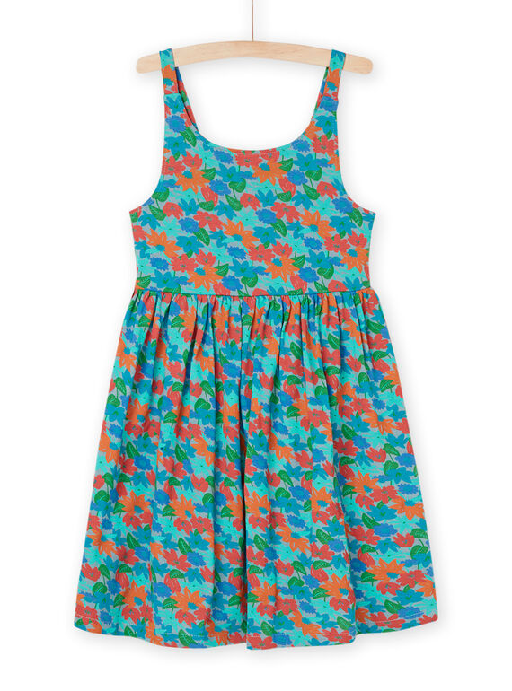 Robe turquoise à imprimé fleuri RAPLAROB2 / 23S901P3ROBC215