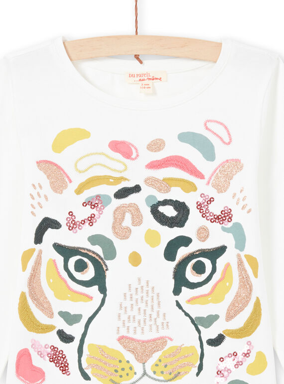 T-shirt écru et jaune enfant fille MAKATEE3 / 21W901I2TML001