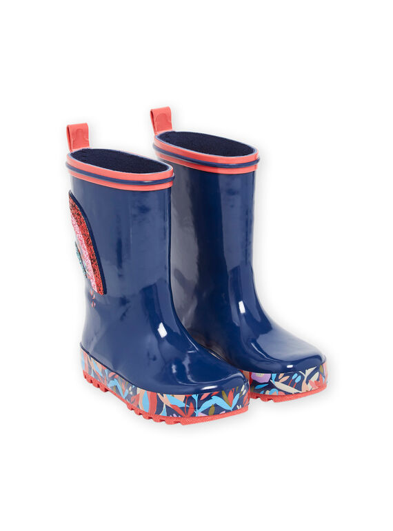 Bottes de pluie bleu marine avec patch arc-en-ciel à paillettes RAPLUIGLIT / 23KK3511D0C070