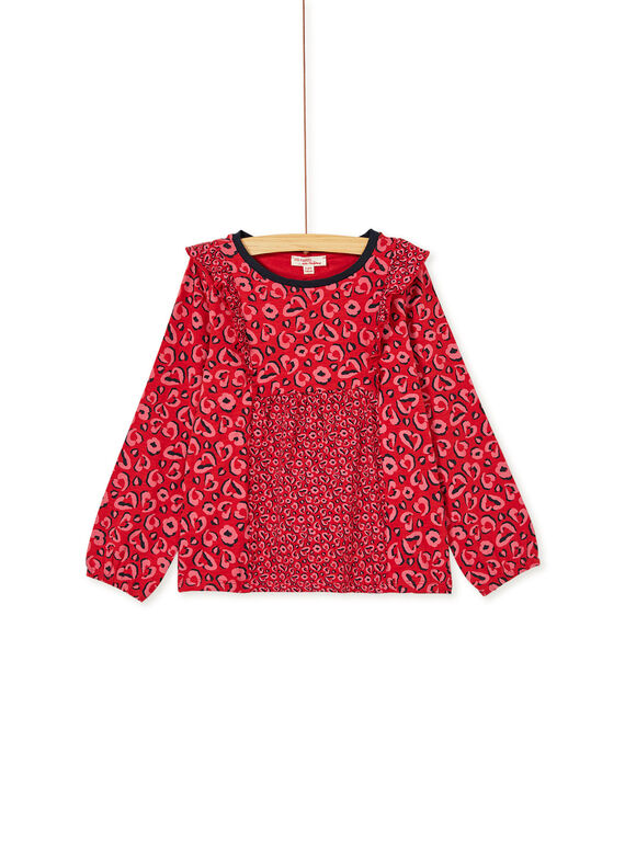 T-shirt manches longues à imprimé léopard et volant KABRITEE4 / 20W901F3TML408