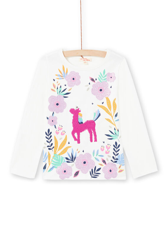 T-shirt blanc et rose enfant fille MAPLATEE2 / 21W901O1TML001